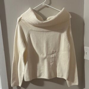 Old Navy Cream Off-Shoulder Cowl Sweater